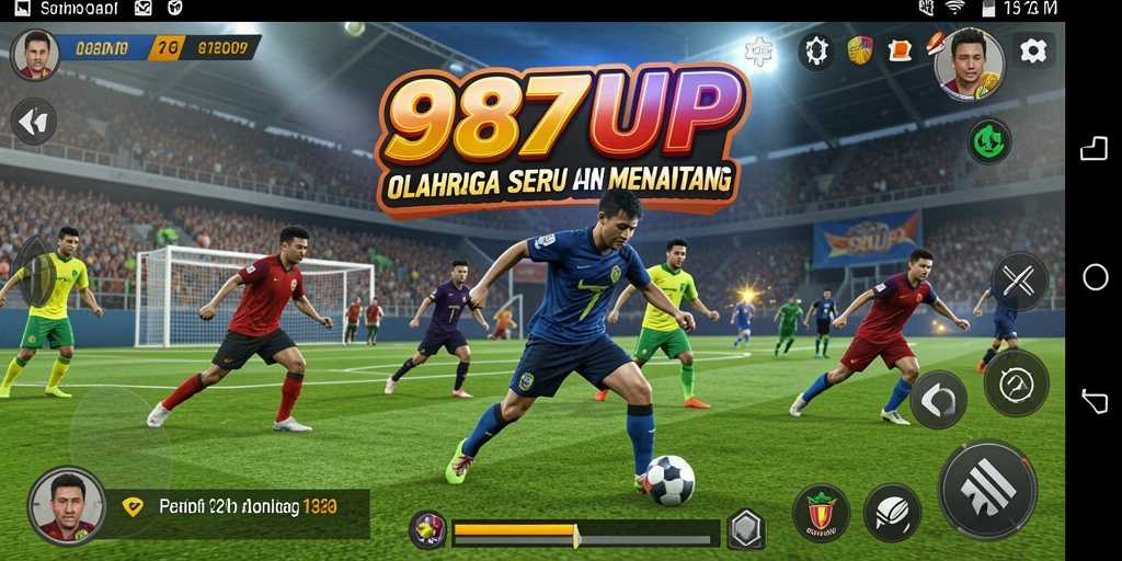Tampilan gameplay seru dalam 987UP dengan berbagai olahraga.