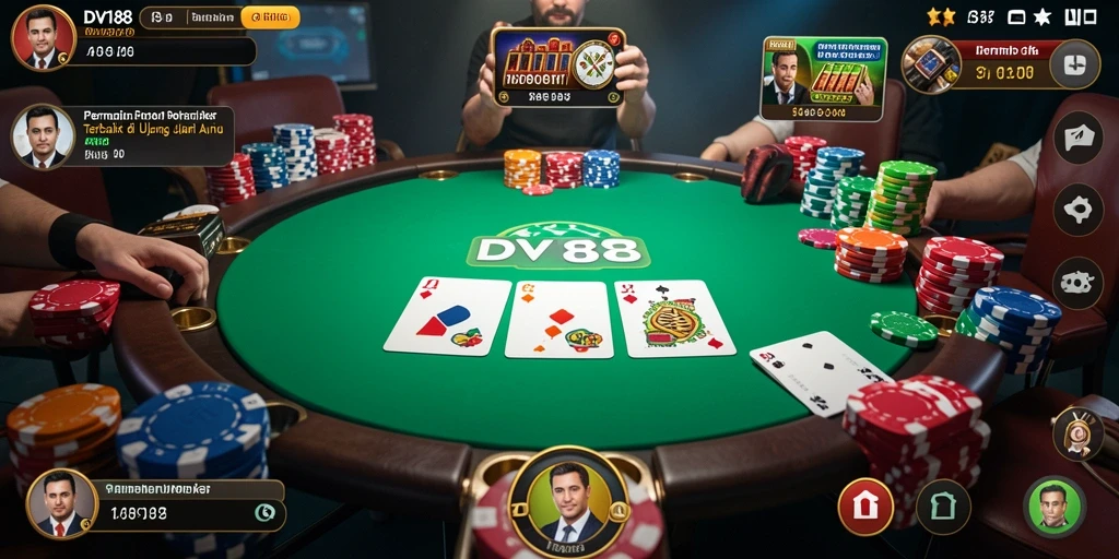 Tampilan menarik dari gameplay Poker yang mendebarkan.
