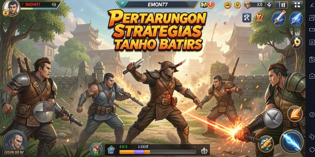 Tampilan dinamis gameplay strategis dalam EMON77.
