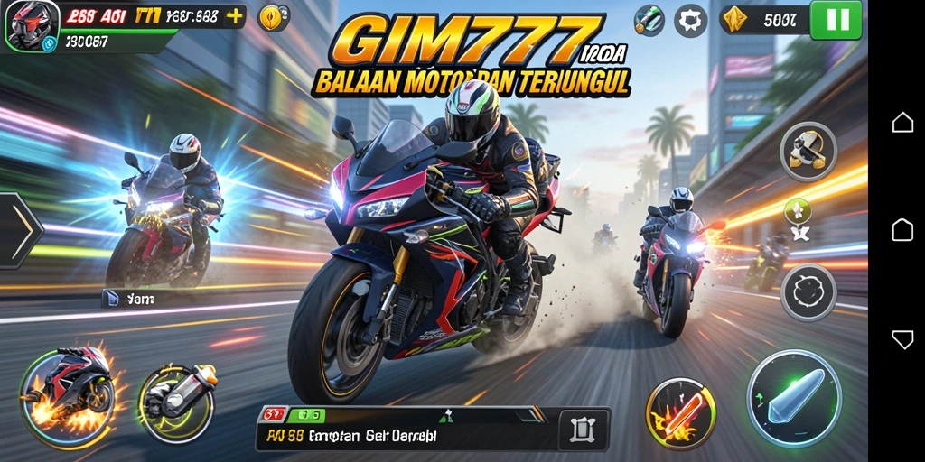 Tampilan balapan motor yang intens dan mendebarkan dalam GIM777.