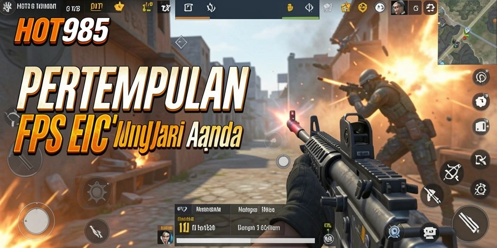 Screenshot HOT985 menampilkan aksi tembak-menembak yang mendebarkan.