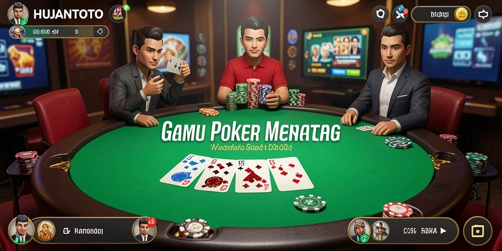 Tampilan gameplay HUJANTOTO yang mendebarkan saat bermain Poker.