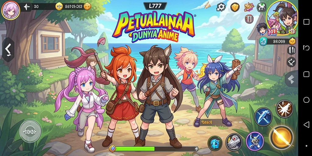 Tampilan gameplay yang memukau dari L777 dengan karakter anime yang beraksi.