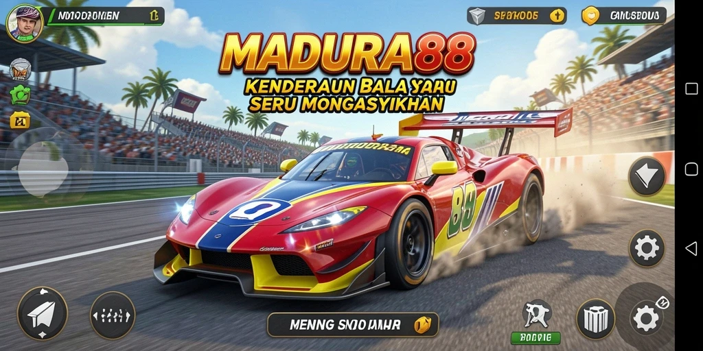 Tampilan dinamis dari gameplay balapan di MADURA88.