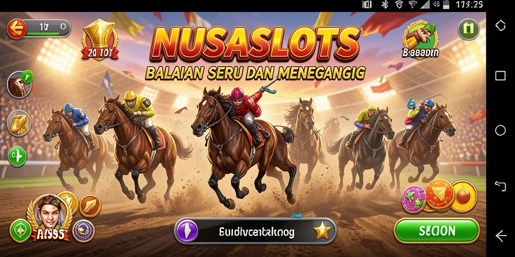 Screenshot gameplay NUSASLOTS menampilkan balapan yang mendebarkan dengan grafis yang memukau.