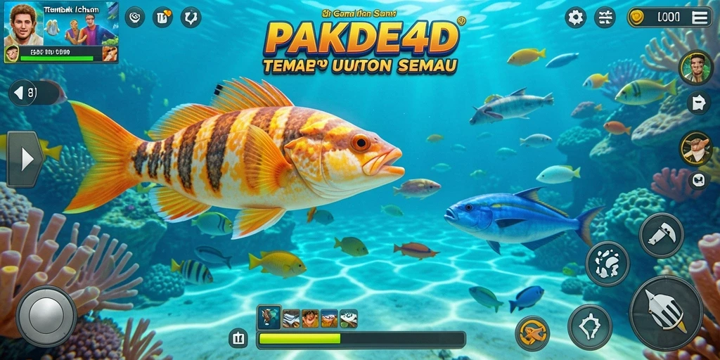 Screenshot PAKDE4D menampilkan aksi seru dalam menembak ikan.