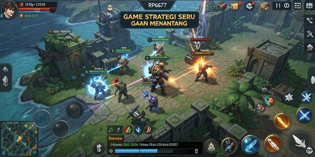 Screenshot gameplay RP6677 menunjukkan strategi yang intens dan menegangkan.
