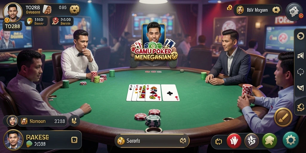Tampilan gameplay Poker yang seru dan kompetitif di TO288.